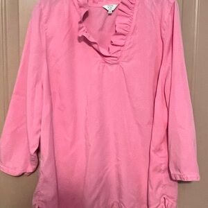 Crown & Ivy Pink Ruffled Blouse